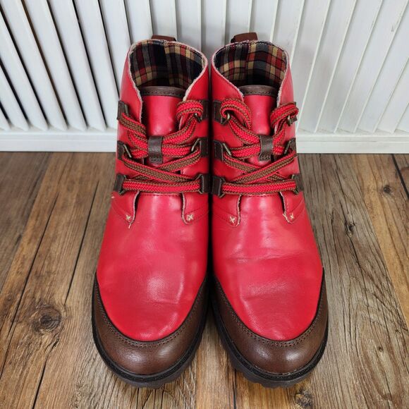 Alegria Cheri Women's 8.5 EU 38 Ketchup Red Leather Water Resistant Hiker Boots - Picture 8 of 9